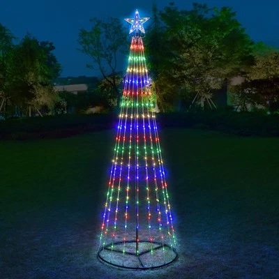 7ft Lighted 336 LED Pre-lit Christmas Tree Star Indoor/Outdoor (Multi Color)