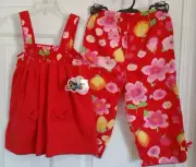 Copper Key Girls Red Summer Lightweight Floral Tank Top & Pants 2pc Set Size 6X
