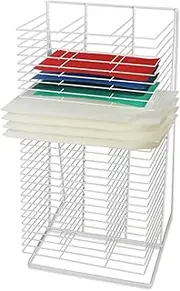 Drying Rack,30 Layer Kids Art Drying Rack,Movable Floor Standing School Drawing Board Easel,Dry Display Storage Rack,Save Space,White