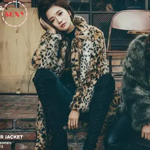 Hot sale women fashion rabbit fur leopard jacket long coats