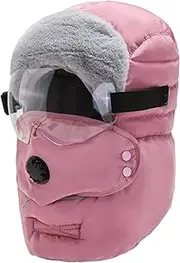 [KXF] 3 in 1 Winter Trapper Warm Hat Windproof Waterproof Faux Fur Lined Trooper Hat Full Coverage Hunting Hat for Men Women