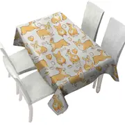 Cute Corgi Dog Heart and Bone Pattern Tablecloth