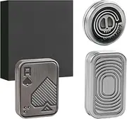 Fidget Slider 3 Pack, Magnetic Metal Fidget Toys Haptic Coin Poker Card, EDC Fidget Toy for Adults,Relieve Stress Anxiety ADHD (Silver)