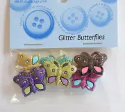 Glitter Butterflies / Dress It Up / FLAT-BACK Craft Embellishments