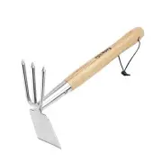 Hoe and Cultivator Garden Rake Hand Tiller Tool Wood Handle Double Sided