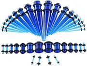 [vogem] 36-Piece Ear Taper Set, 1-10 mm/14G-00G Ear Gauges Expander Set, Acrylic Tapers and Plugs, Body Piercing Jewellery Set for Men and Women (Blue), 0, Acrylic ear stretcher set, No Gemstone