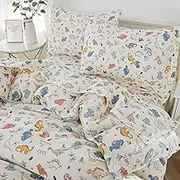 Brandream Super Soft Gauze Cotton Duvet Cover King Size - Print Morden Dinosaurs Boys Duvet Quilt Cover Set with Zipper Closure, 3 Pieces includes 1 Duvet Cover & 2 Pillow Shams, NO Comforter