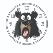 A Black Bear Frightened Wall Clock Cartoon art 3 size choices Time Piece
