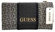GUESS ANGE LOGO TRI-FOLD CLUTCH WALLET PURSE Black AUTHENTIC • NEW WITH TAGS