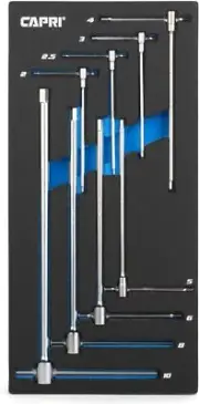 Capri Tools Sliding T Handle Hex Wrench Set with Mechanic's Tray 8 Piece
