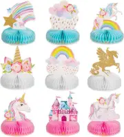 Outus 9 Pieces Unicorn Rainbow Honeycomb Centerpiece for Table Decorations Shiny