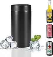 Beer Can Cooler, 16oz Stainless Steel Double Wall Insulated Can Cooler, Beer Bottle Holder, Bottle or Tumbler for Slim Beer & Hard Seltzer Cans, Gifts for Beer Lovers (Black)