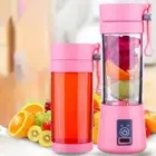 PINK - Rechargeable Portable USB Electric Fruit Juicer Blender 6-Blades Bottle