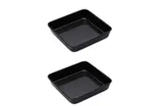2x Mastercraft Pro Vitreous 23cm Enamel Square Baking Kitchen Roasting Tray BLK