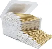 500/1000 Count 6'' Long Round/Pointed Cotton Swabs Durable Stem, Lint- Free Gun Cleaning Swabs Pure Cotton Tips for Gun Maintenance, Makeup, Pet Care, Equipment (Detailed Work)
