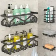 5-Pack Shower Caddy with Adhesive Organizer - Rustproof Stainless Steel
