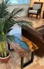 Blue River Epoxy Console Side Table Top, Rectangle Handmade Furniture Decor