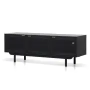 Benitez 1.7m ELM Black Entertainment TV - Natural Rattan Door