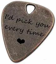JUPPE Bronze Guitar Picks & Bass Picks, I'd Pick You Every Time Guitar Pick With Leather Case Birthday Music Gifts For Him Her or Couples (I'd Pick You Every Time)