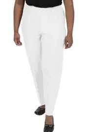 Alfred Dunner Classics Womens Pants White Elastic Waist Pull On 18 medium