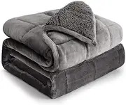 Weighted Blanket 7kg for Adults,Fuzzy Soft Sherpa Flannel Weighted Blankets, Cozy Plush Blanket for Sofa Bed,150cm x 200cm, Grey