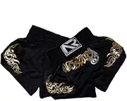 [SPORTARC] Kickboxing Shorts Fiber Blend Essential Equipment for MMA and Muay Thai Exercise (L Black)