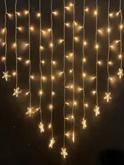 98 Warm White LED Concave Bulb With Star Ends V - Shape Curtain Light - 1.4m