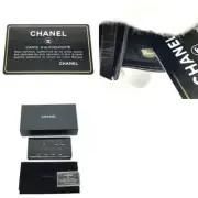 CHANEL A82184 VOTEZ COCO Logo Embossed Vintage Wrinkled Two Fold Wallet Leathe