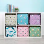 Foldable Folding Storage Cube Bookcase Box Fabric Toys Organiser Cartoon pattern