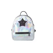 Laser Color PU Leather Double Shoulders Bag Ladies Handbag Backpack Bag (Silver)