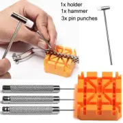 5PCS Watch Band Link Removal Base Punch Repair Tool Strap Release Pin Hammer Set