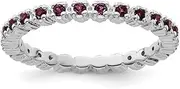 [Stackable Expressions] 925 Sterling Silver Polished Prong set Patterned Stackable Rhodolite Garnet Ring Size 8-Stackable-Ring for Women