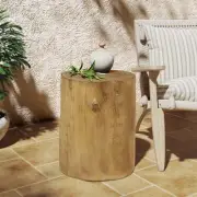 Hand-Painted Wood Stump Side Table (14.25")