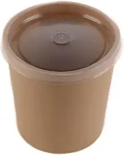 12oz Disposable Kraft Paper Soup, Dessert Containers with Plastic Lids 25pcs