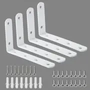 "White Floating Shelf Brackets, Heavy Duty L Corner Brace, Stainless Steel Suppo