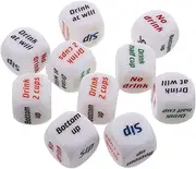 Vaguelly 10pcs Drinking Game Dice Drinking Dice Party Number Adult Favor Game Rolling Decider Acrylic White