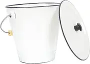TOGEVAL Enamel Bucket with Lid Wine Canister Trash Can with Lid Small Party Bucket Small Trash Can Metal Buckets and Pails Flower Vase Milk Bucket with Lid Rural Flower Bucket Milk Can
