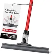 Tyroler Bright Tools Patented Floor Squeegee Patented 30 Cm, Solid 100% Silicone, Long 4 Parts Handle 140 Cm, Adjustable Knuckle Joint - Best for Washing, Drying, Bathroom, Wet Room, Floor