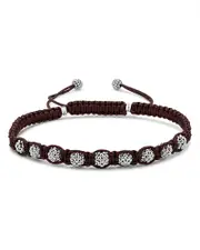Lagos Men's Sterling Silver Anthem Caviar Bead Brown Macrame Bracelet - Exclusive