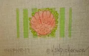 Kate DIckerson Hand Painted Shell & Seaweed with Aqua Stripes Needlepoint Canvas