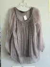 NWT Saks Fifth Ave Embroidered Mauve Blouse Top L Womens Off/On Shoulder