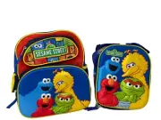 Sesame Street 12" 3D Canvas Red School Backpack & Lunch Bag Set