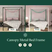 Bed Frame Queen Size Double Single Canopy Four Poster Metal Base Zinus