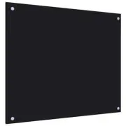 Tempered Glass Kitchen Backsplash Grease Wall Mounted Splashback Black 70x60cm