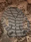 NWT Juicy Couture Gray Striped Ruffle Chiffon Cardigan Sweater Shirt Top-S-$88