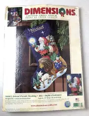 Dimensions Santa's Animal Parade Christmas Stocking Cross Stitch Kit #8667 NEW