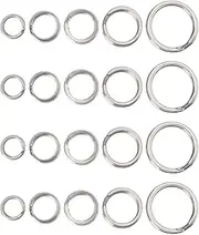 250Pcs Stainless Steel Split Rings O.D. 4.7mm 6mm 7mm 8mm 10mm Sea Fishing Rig Links Fishing Split Ring Line Connector Fishing Split Rings Saltwater Freshwater Loop