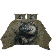 Cool Art Wolf Painted on Concrete Coverlet