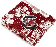 Vera Bradley Collegiate Plush XL Throw Blanket (Multiple Teams Available), Cardinal/White Rain Garden with University of South Carolina