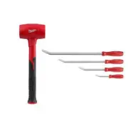 Milwaukee Dead Blow Hammer Steel Head+Steel Reinforced Handle W/ Pry Bar Set